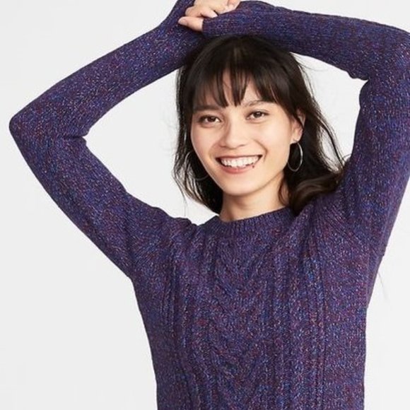 Old Navy Sweaters - Old Navy Blue Marl/Purple Long Sleeve Sweater NWT